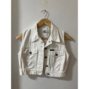 Calvin Klein Jeans Women’s White Vest – Size S – Sleeveless Button Front